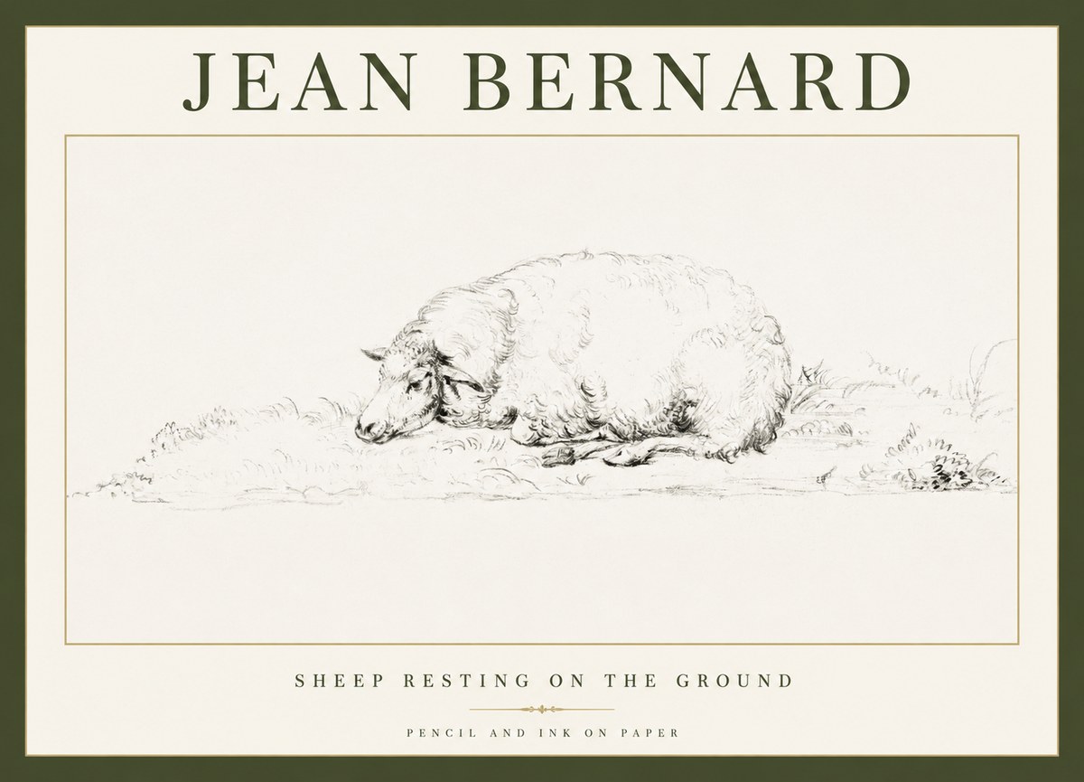Jean Bernard Sheep Resting on the Ground No1 - Póster