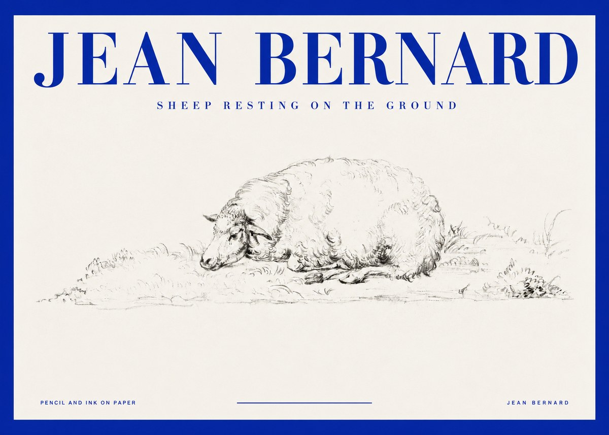 Jean Bernard Sheep Resting on the Ground No2 - Póster