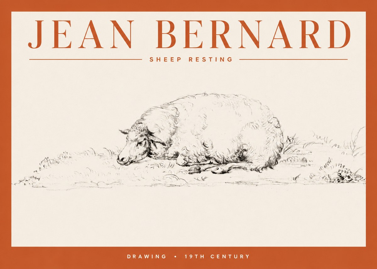 Jean Bernard Sheep Resting on the Ground No4 - Póster