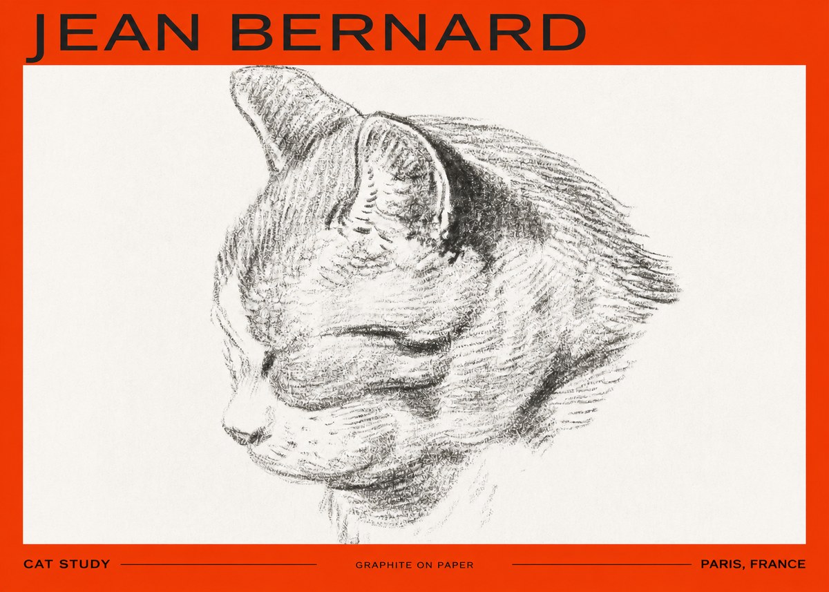 Jean Bernard Cat Study I No2 - Póster