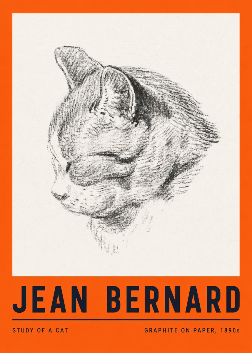 Jean Bernard Cat Study I No4 - Póster