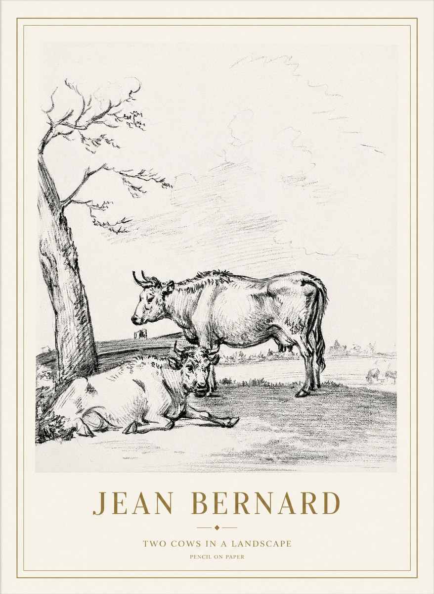 Jean Bernard Two Cows in a Landscape No1 - Póster