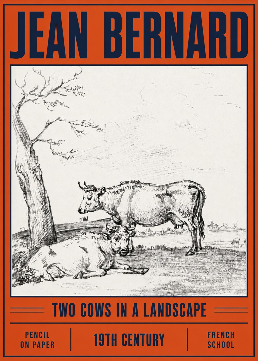 Jean Bernard Two Cows in a Landscape No4 - Póster