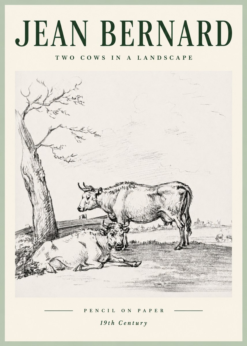 Jean Bernard Two Cows in a Landscape No5 - Póster