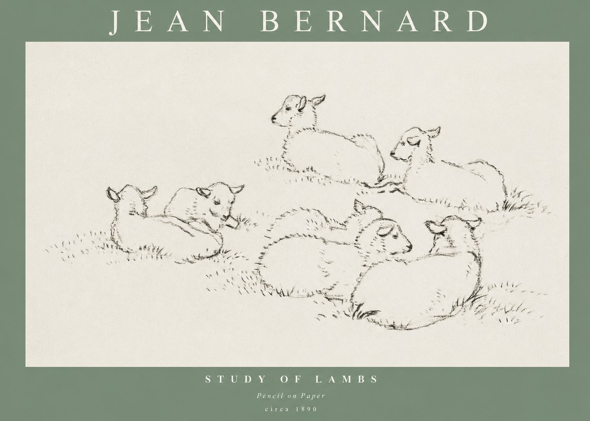 Jean Bernard Study of Lambs No1 - Póster