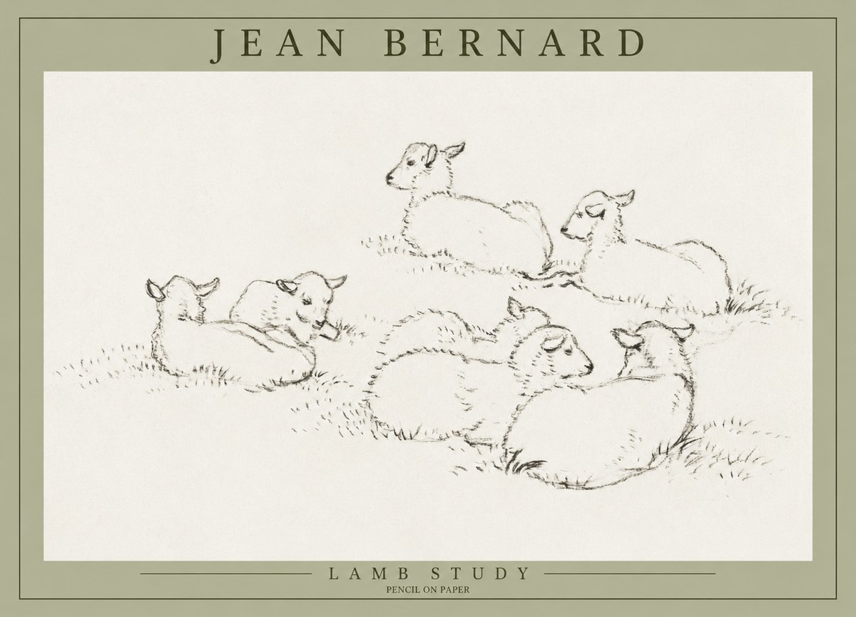 Jean Bernard Study of Lambs No3 - Póster