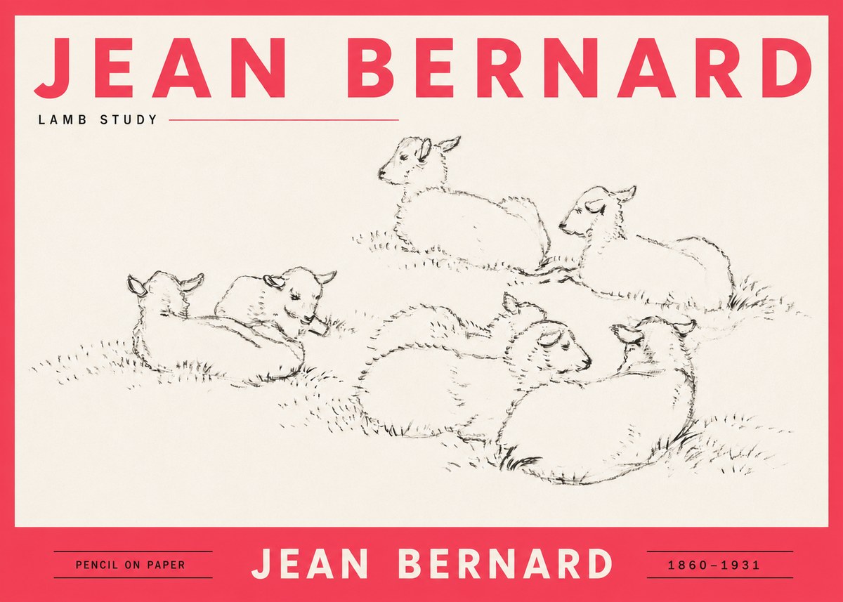 Jean Bernard Study of Lambs No6 - Póster