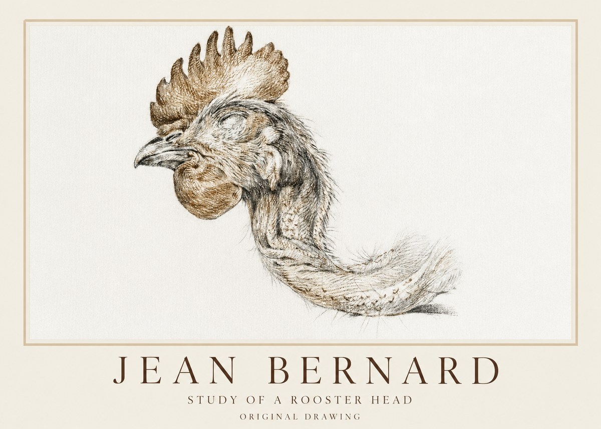 Jean Bernard Study of a Rooster Head No1 - Póster