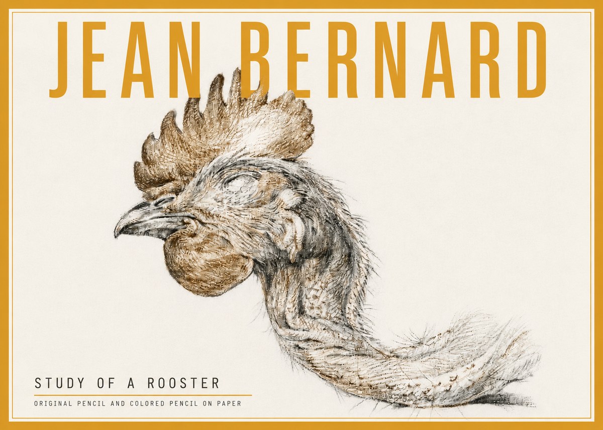 Jean Bernard Study of a Rooster Head No5 - Póster