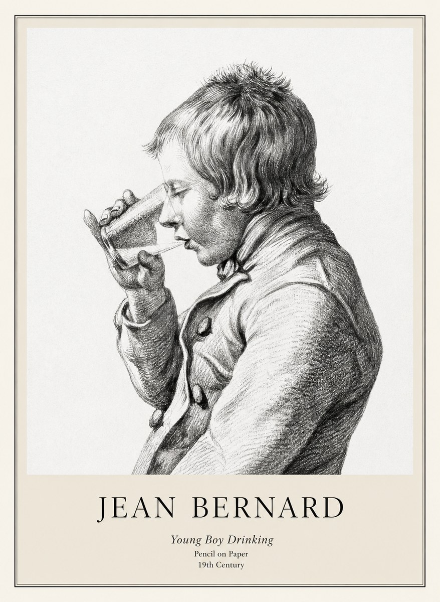 Jean Bernard Young Boy Drinking No1 - Póster