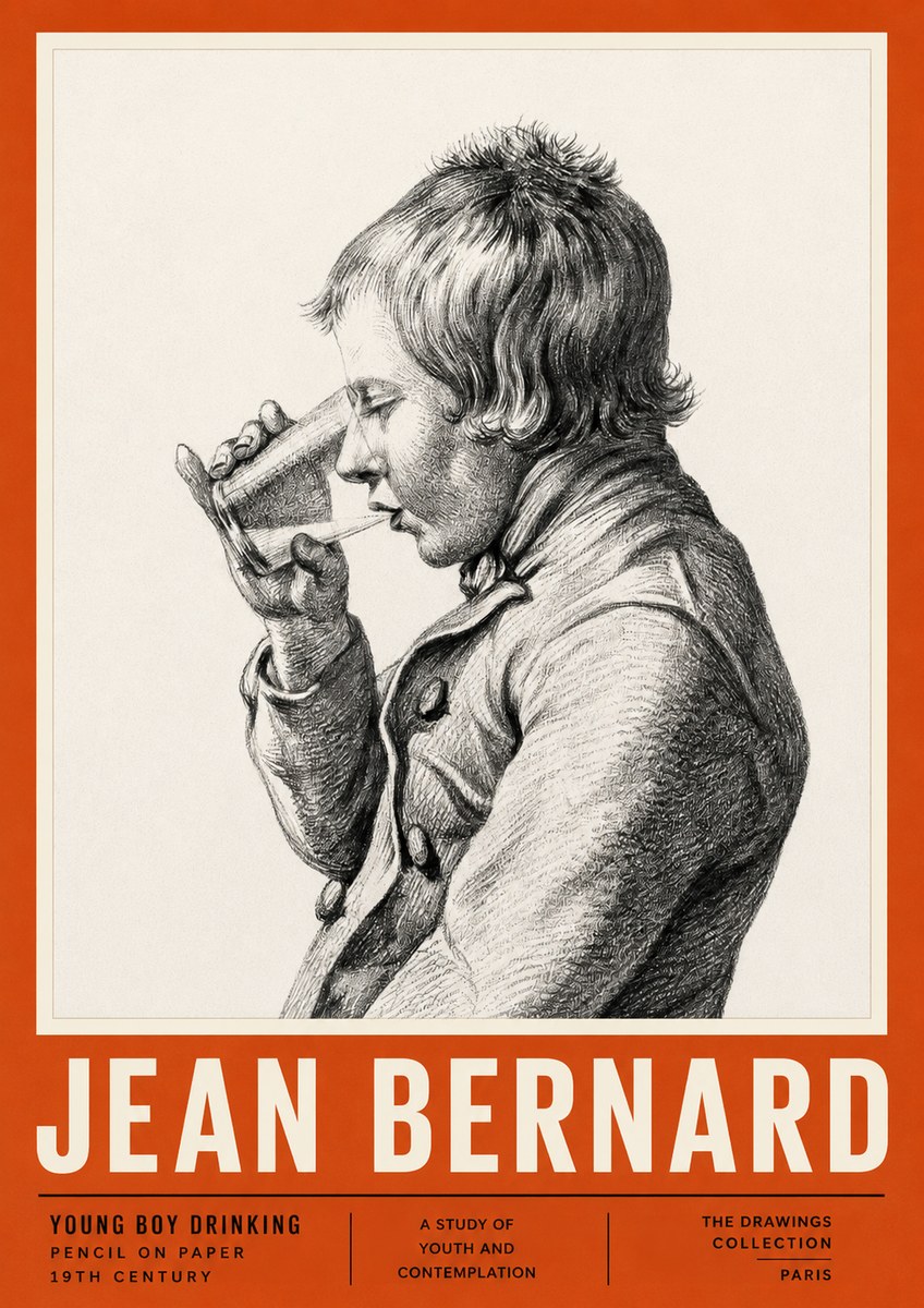 Jean Bernard Young Boy Drinking No2 - Póster