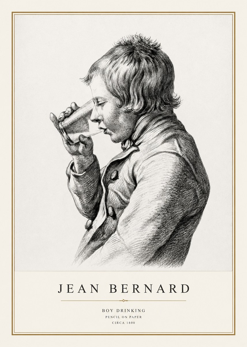 Jean Bernard Young Boy Drinking No3 - Póster