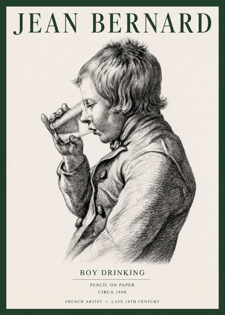 Jean Bernard Young Boy Drinking No5 - Póster