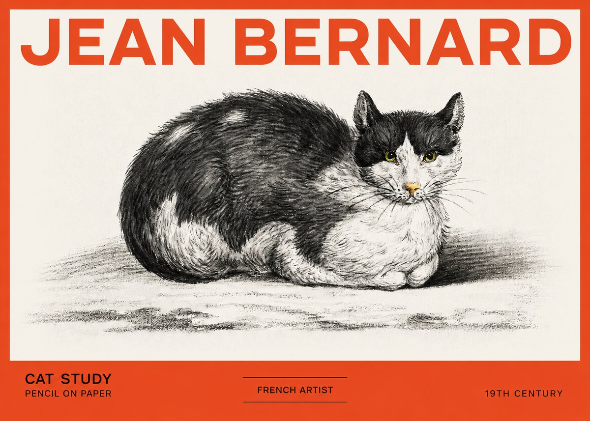 Jean Bernard Cat Study II No2 - Póster