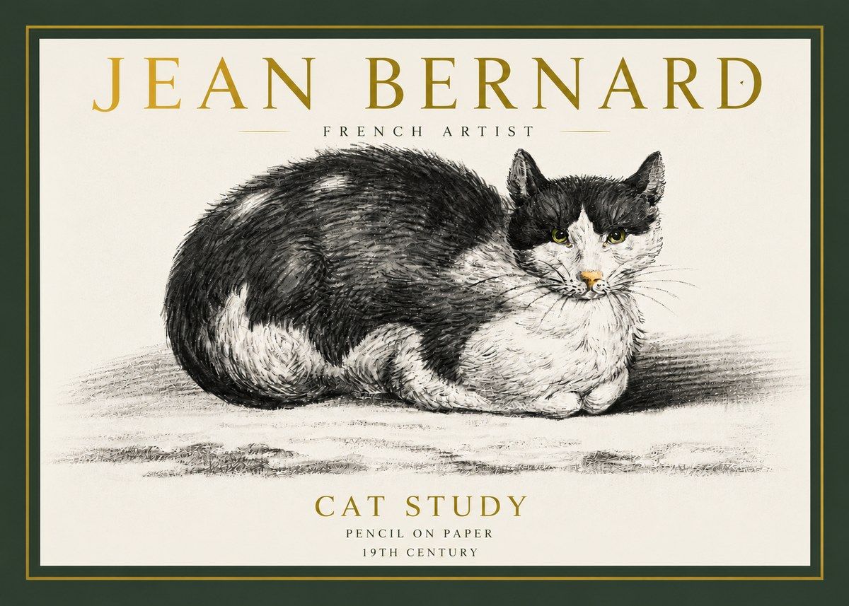 Jean Bernard Cat Study II No3 - Póster