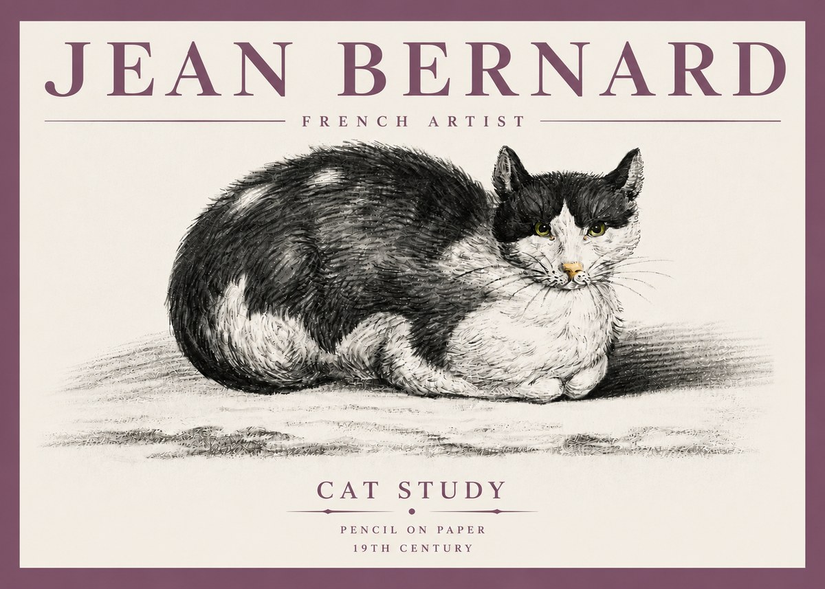 Jean Bernard Cat Study II No4 - Póster