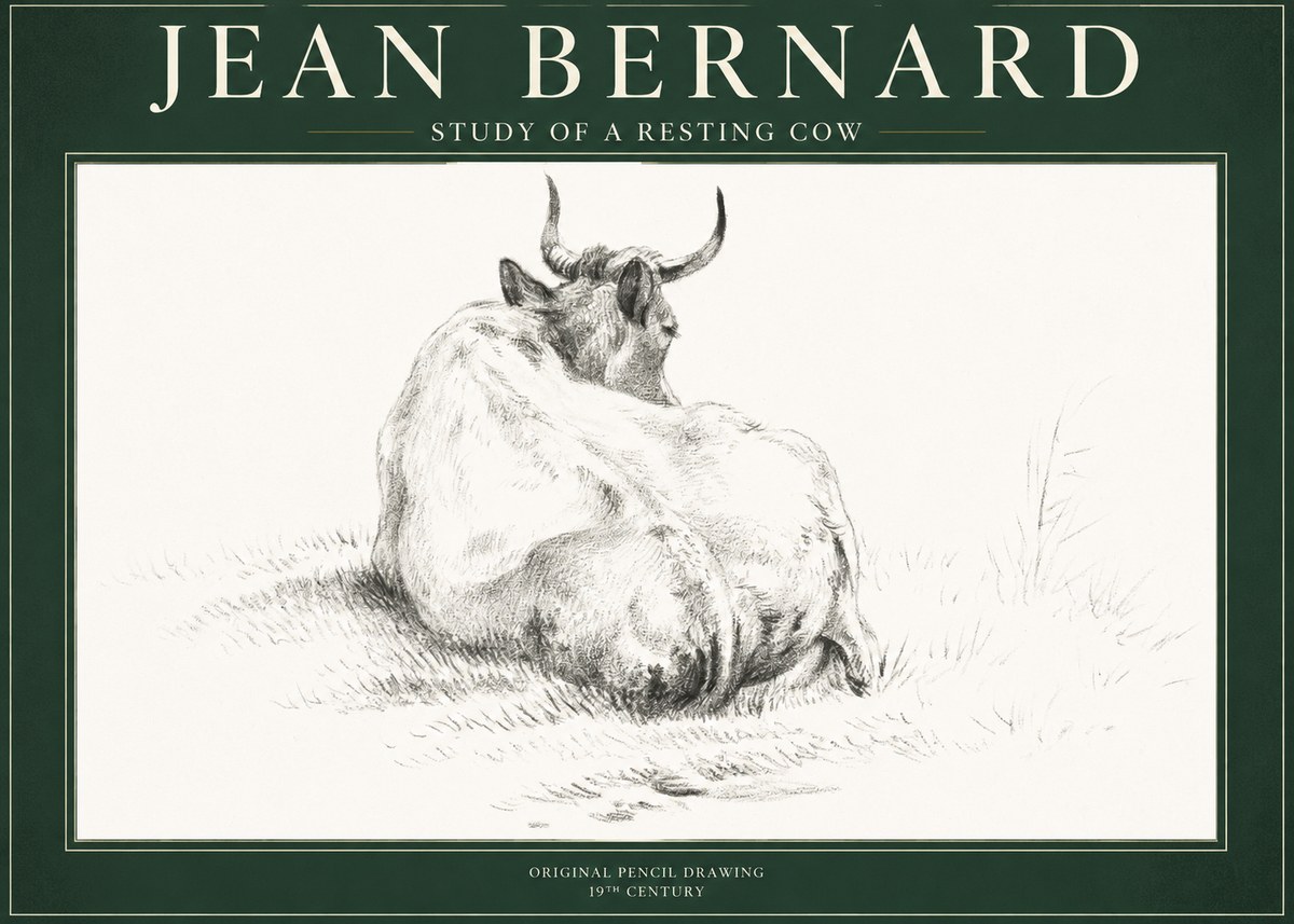 Jean Bernard Study of a Resting Cow I No1 - Póster