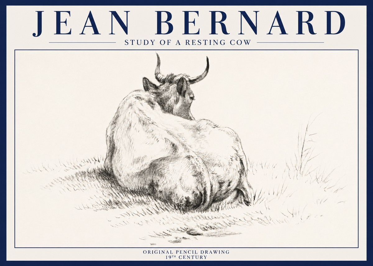 Jean Bernard Study of a Resting Cow I No3 - Póster