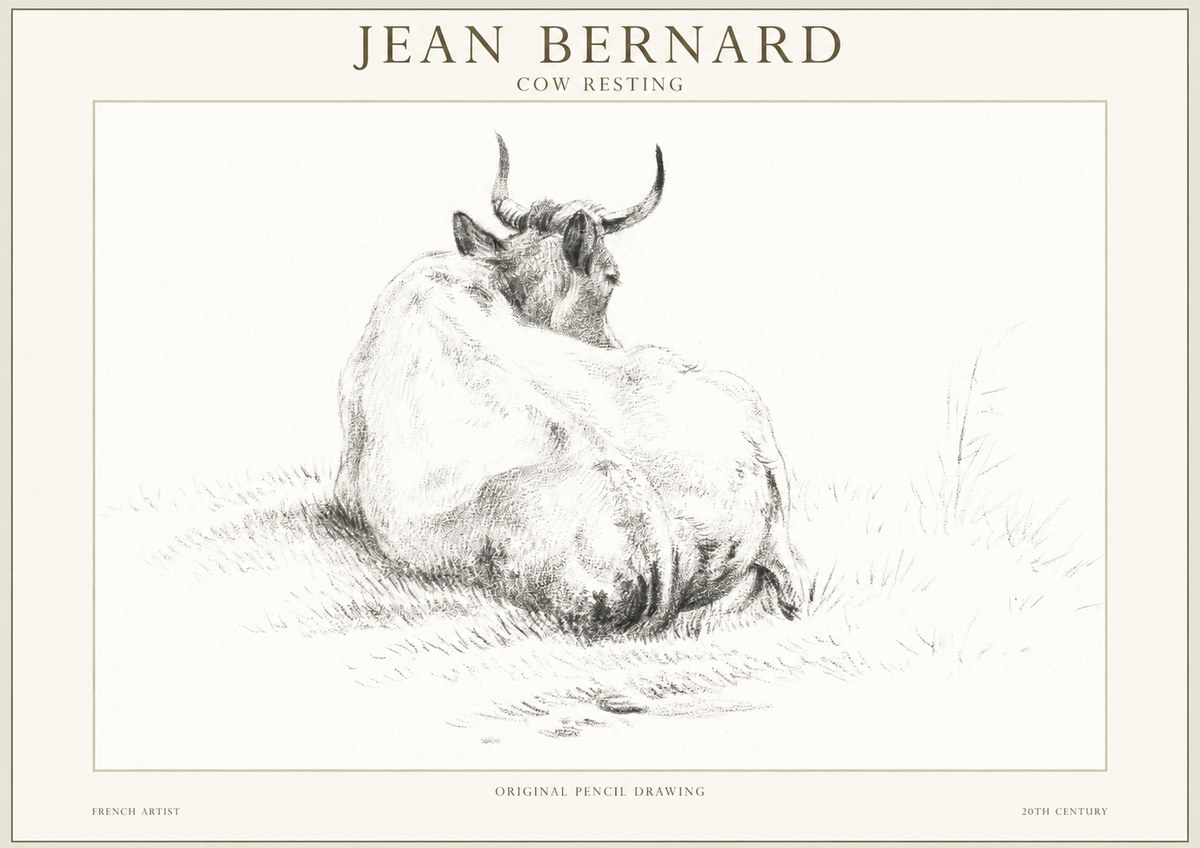 Jean Bernard Study of a Resting Cow I No5 - Póster