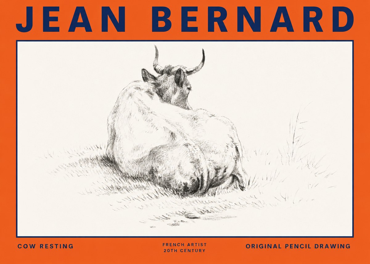 Jean Bernard Study of a Resting Cow I No6 - Póster