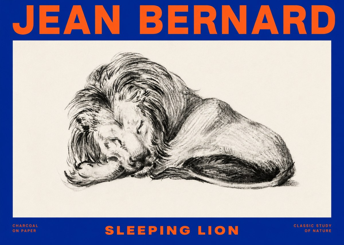 Jean Bernard Sleeping Lion No4 - Póster