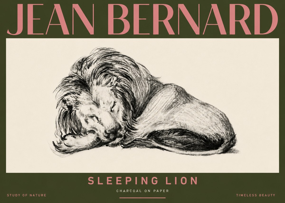 Jean Bernard Sleeping Lion No5 - Póster