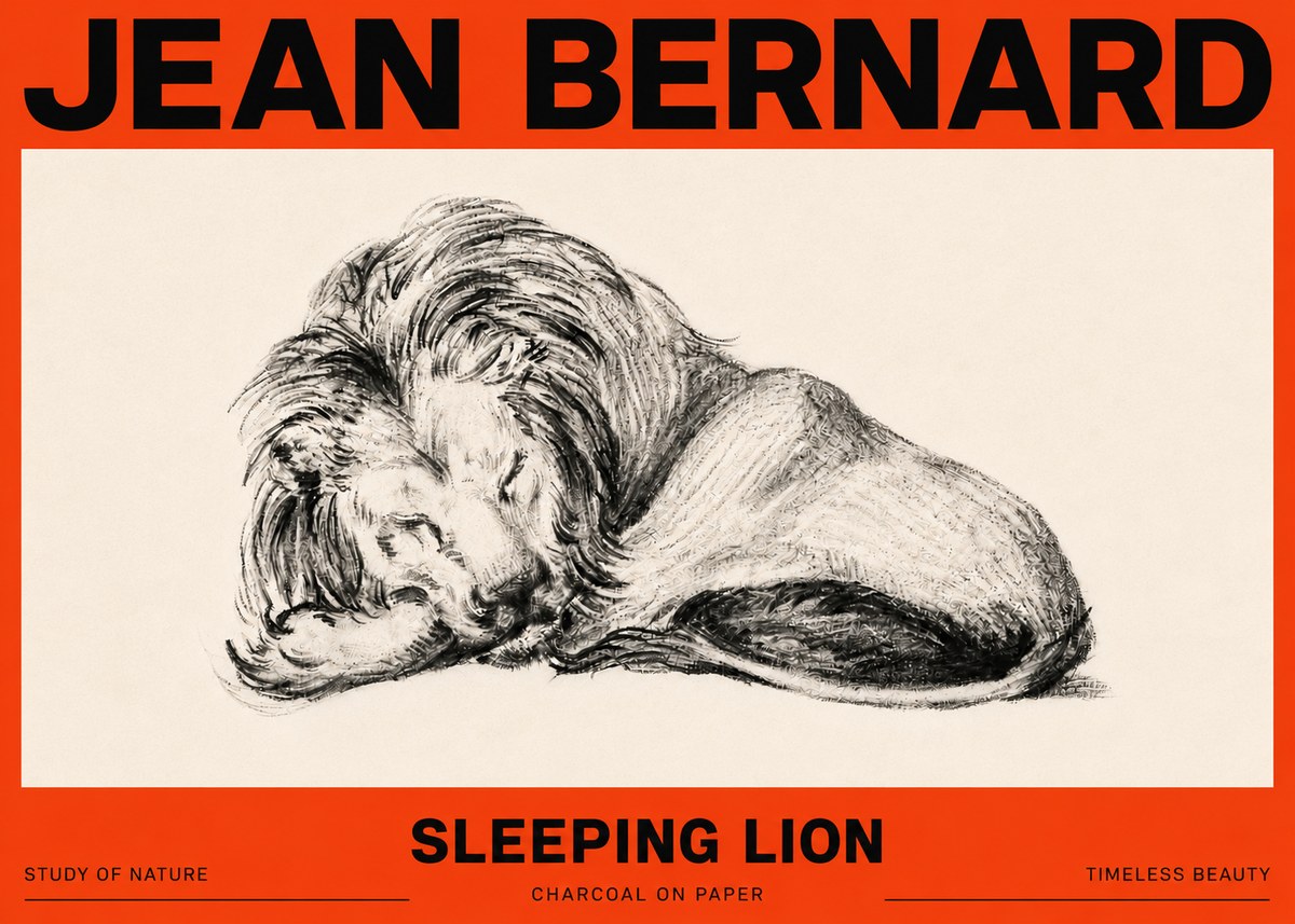 Jean Bernard Sleeping Lion No6 - Póster
