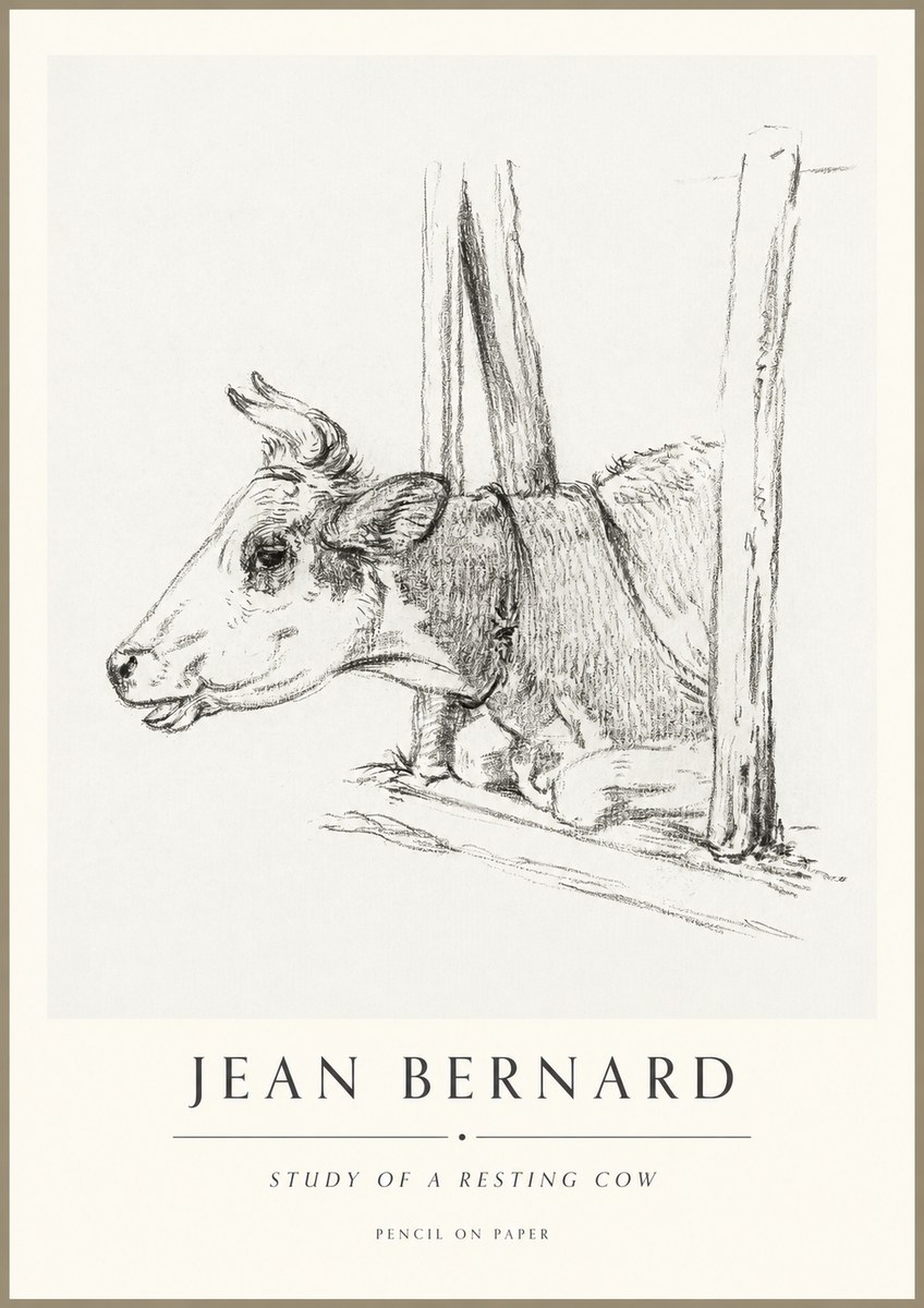 Jean Bernard Study of a Resting Cow II No1 - Póster