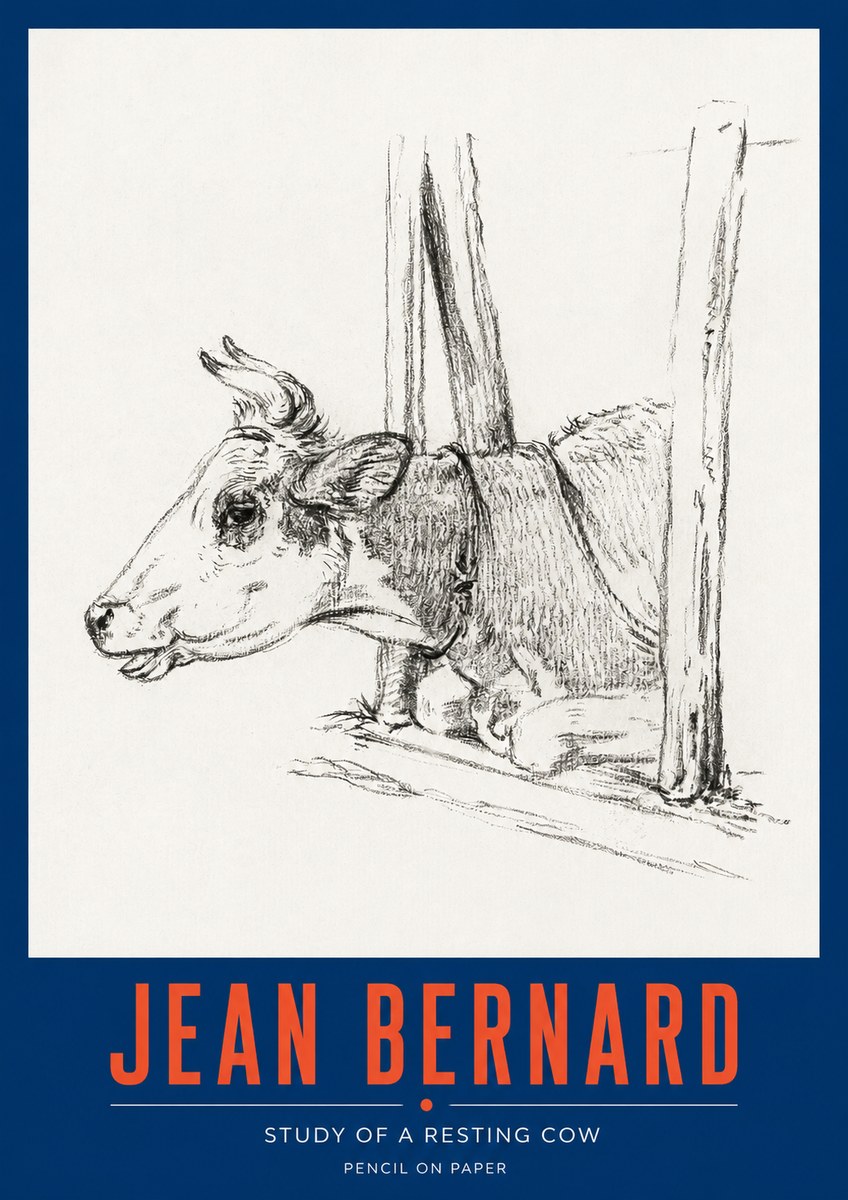 Jean Bernard Study of a Resting Cow II No2 - Póster
