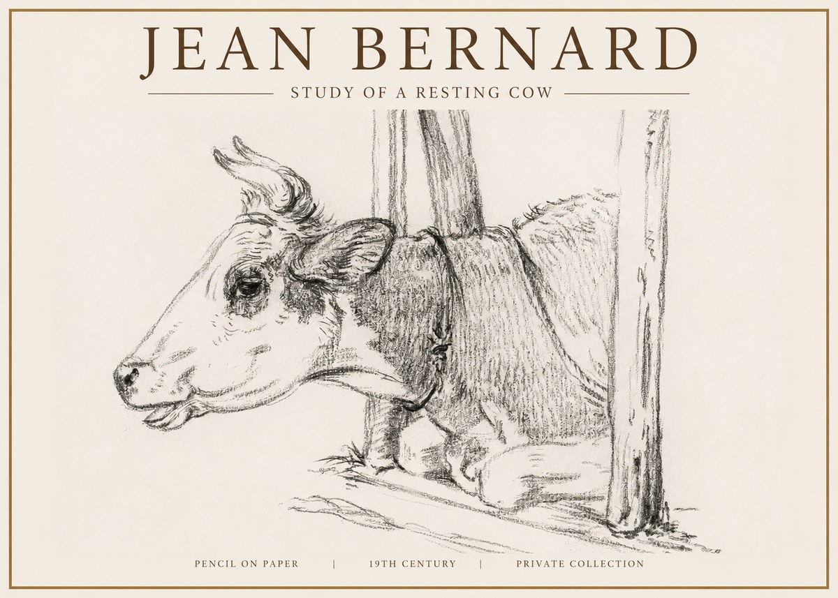 Jean Bernard Study of a Resting Cow II No4 - Póster
