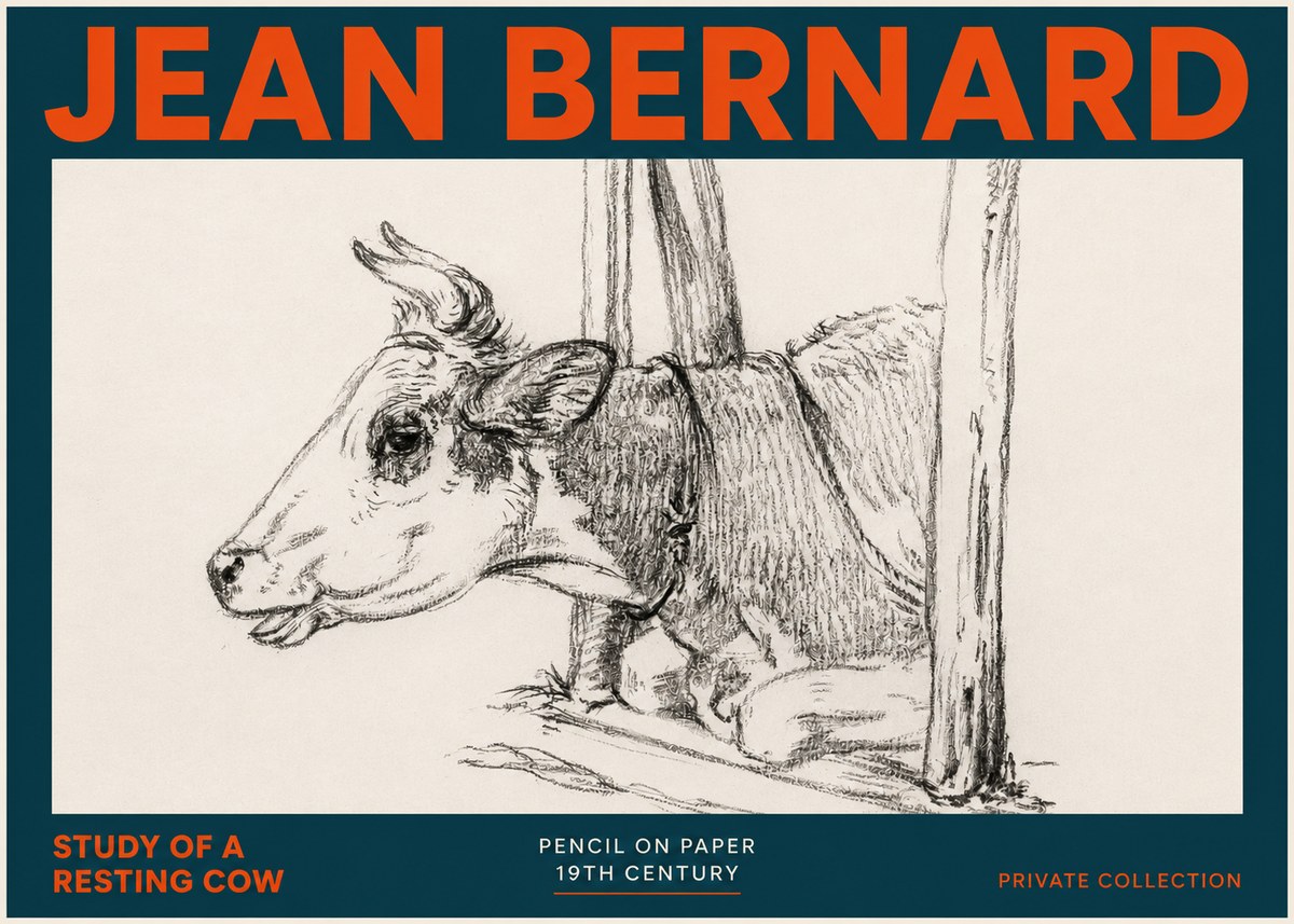 Jean Bernard Study of a Resting Cow II No5 - Póster