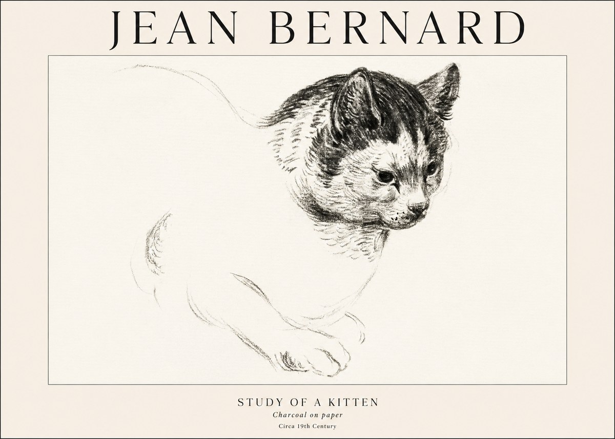 Jean Bernard Study of a Kitten I No1 - Póster