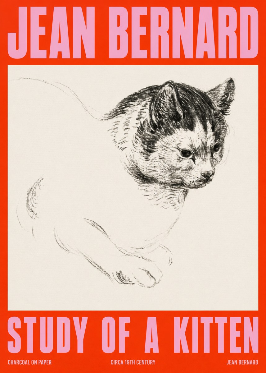Jean Bernard Study of a Kitten I No2 - Póster