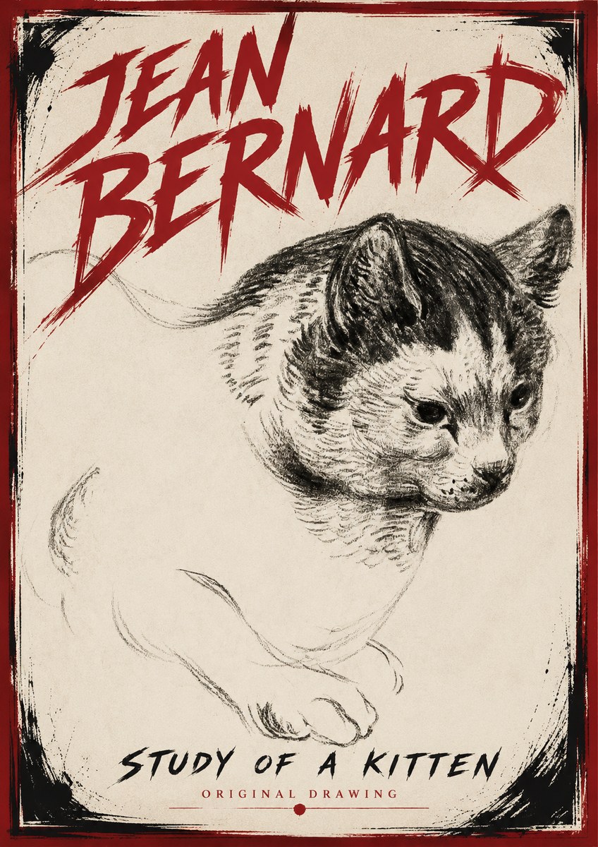 Jean Bernard Study of a Kitten I No6 - Póster