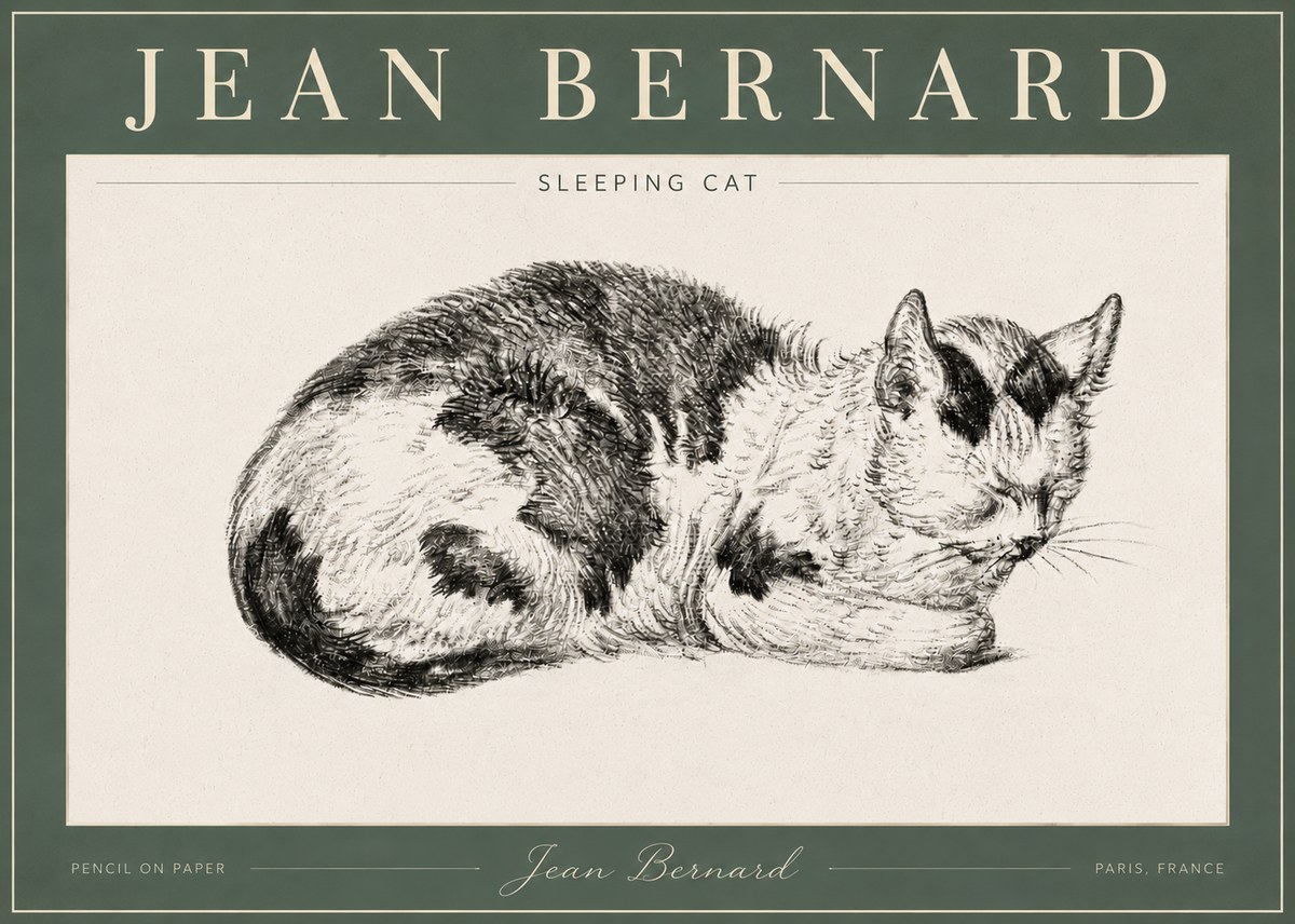 Jean Bernard Sleeping Cat I No4 - Póster