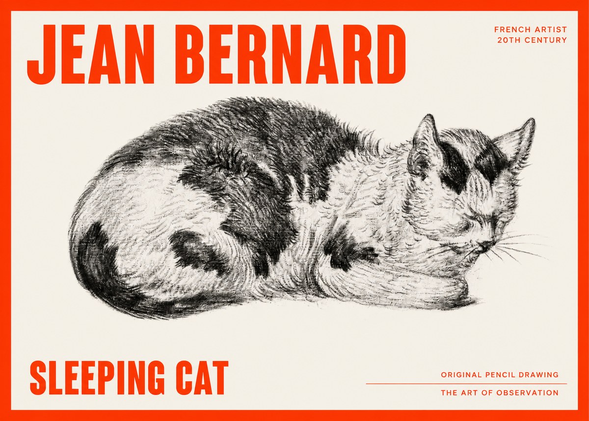 Jean Bernard Sleeping Cat I No6 - Póster
