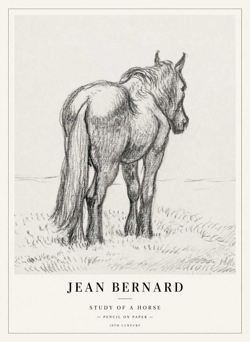 Jean Bernard Study of a Horse II No2 - Póster