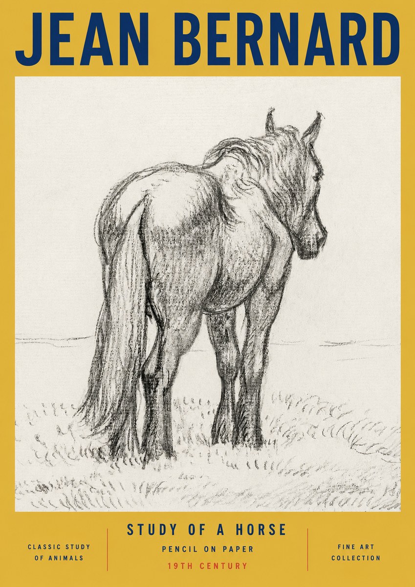 Jean Bernard Study of a Horse II No3 - Póster