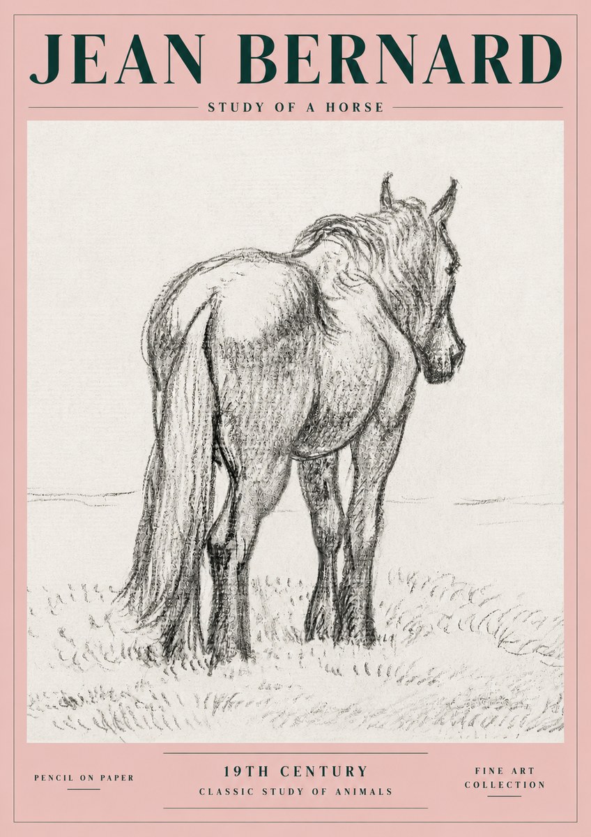 Jean Bernard Study of a Horse II No4 - Póster
