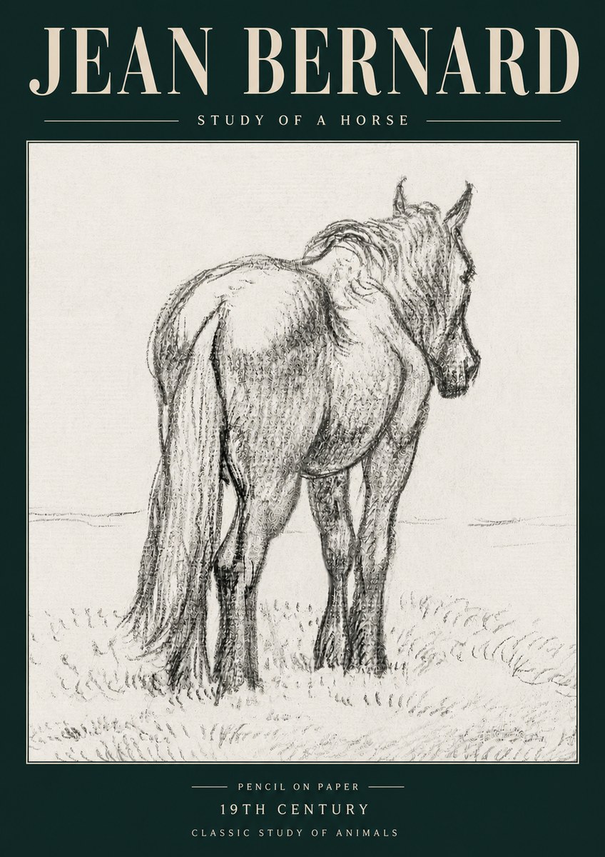Jean Bernard Study of a Horse II No5 - Póster