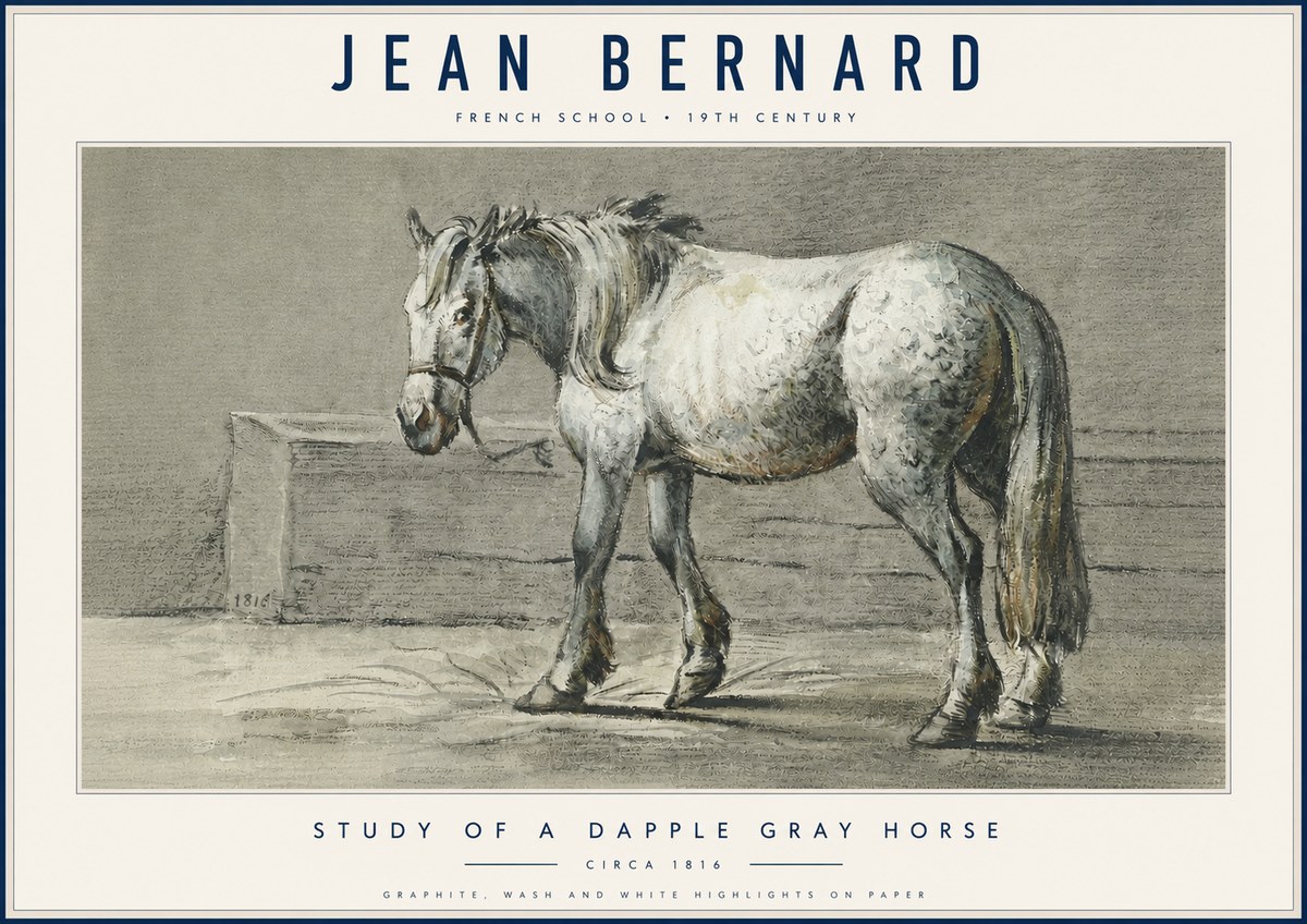 Jean Bernard Study of a Dapple Gray Horse No6 - Póster