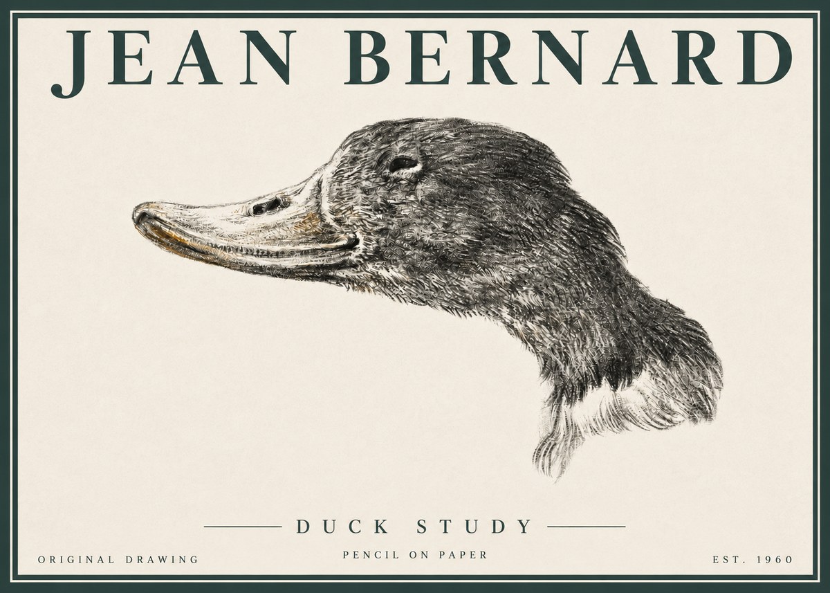 Jean Bernard Study of a Duck No4 - Póster