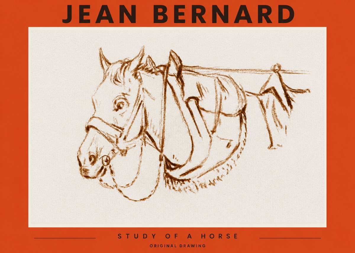 Jean Bernard Study of a Horse III No3 - Póster