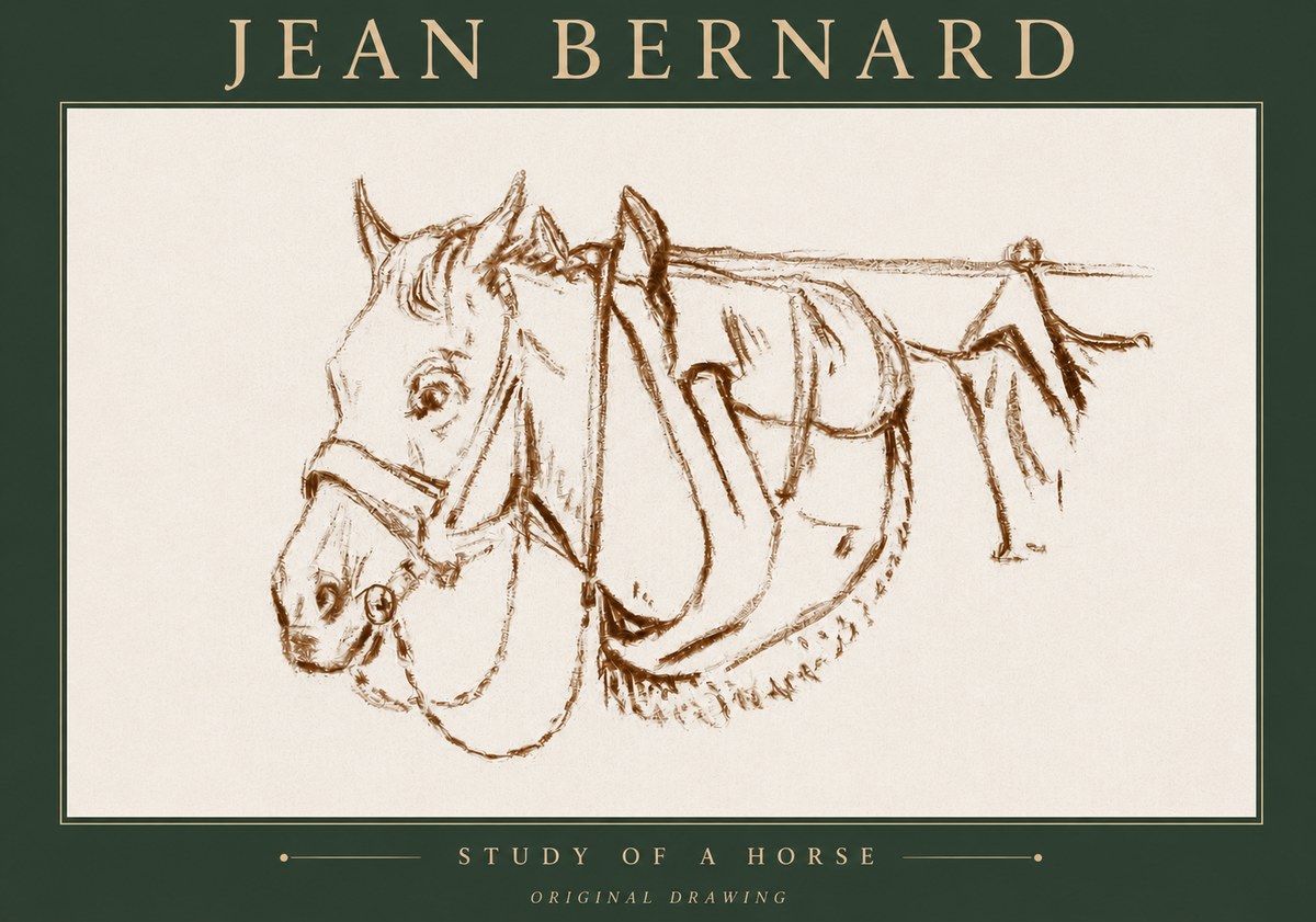 Jean Bernard Study of a Horse III No4 - Póster