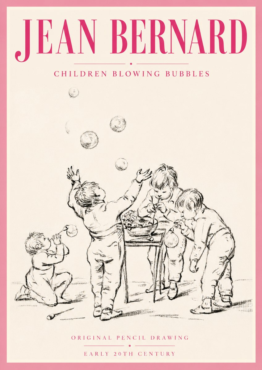 Jean Bernard Children Blowing Bubbles No5 - Póster