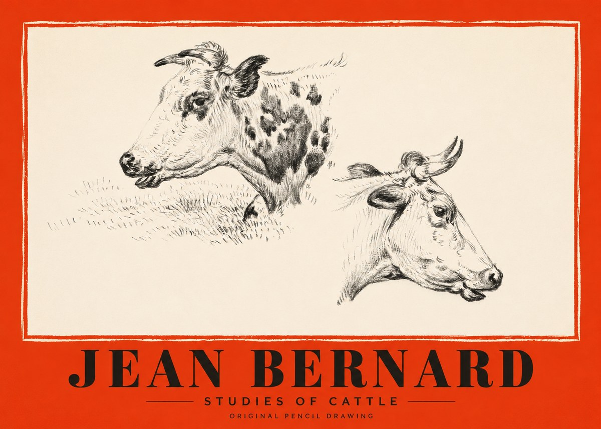 Jean Bernard Studies of Cattle I No2 - Póster