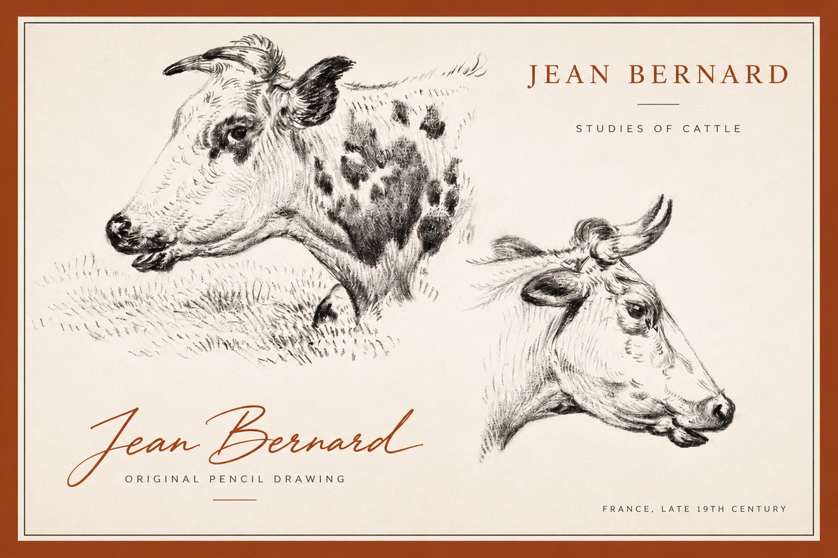 Jean Bernard Studies of Cattle I No3 - Póster