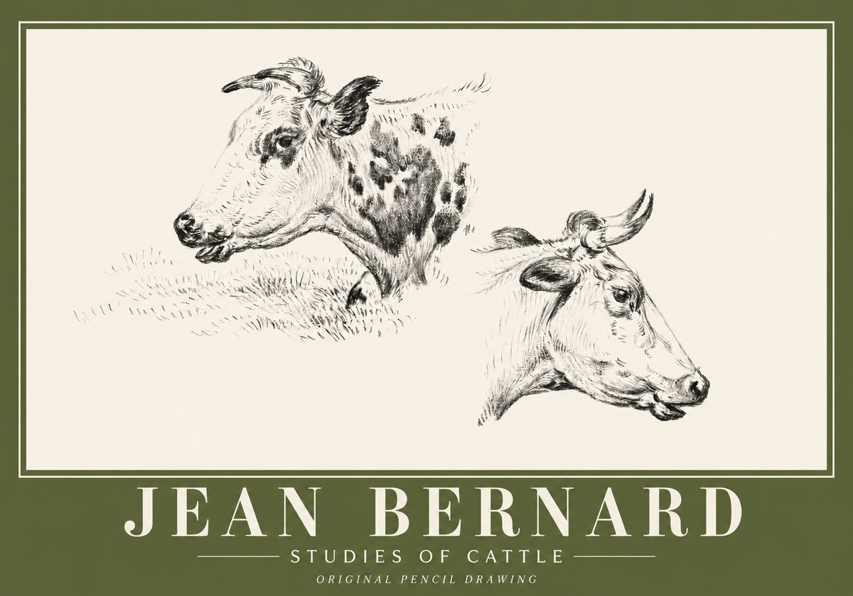 Jean Bernard Studies of Cattle I No4 - Póster