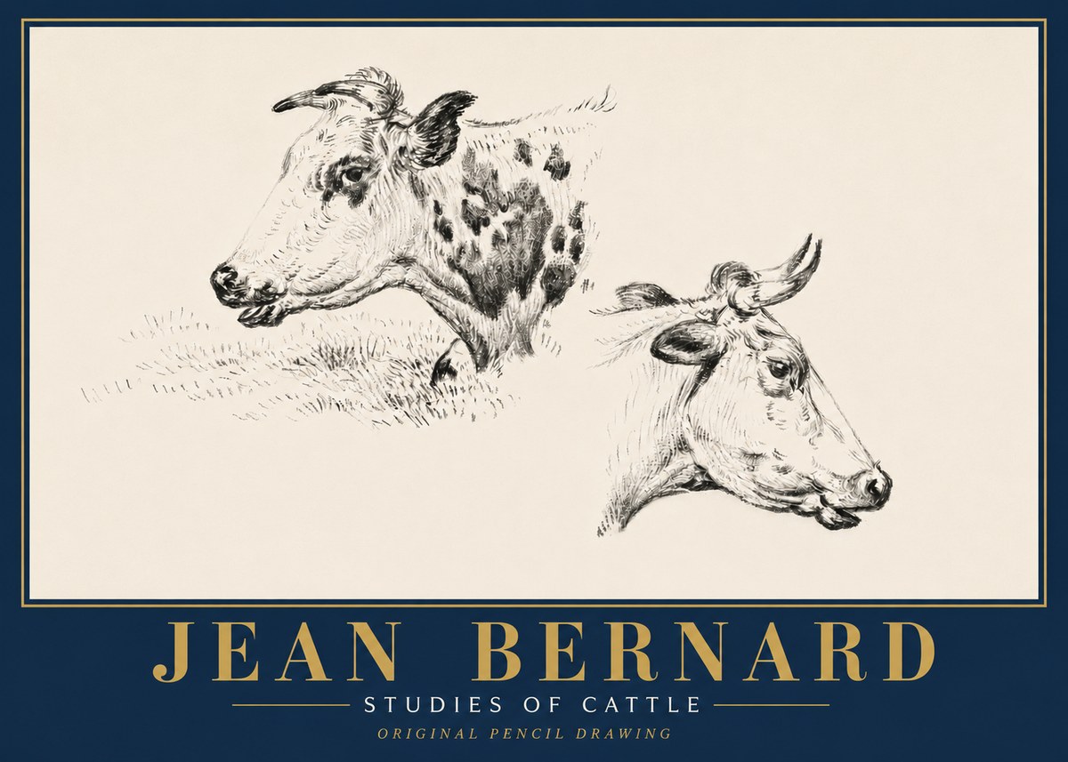 Jean Bernard Studies of Cattle I No6 - Póster