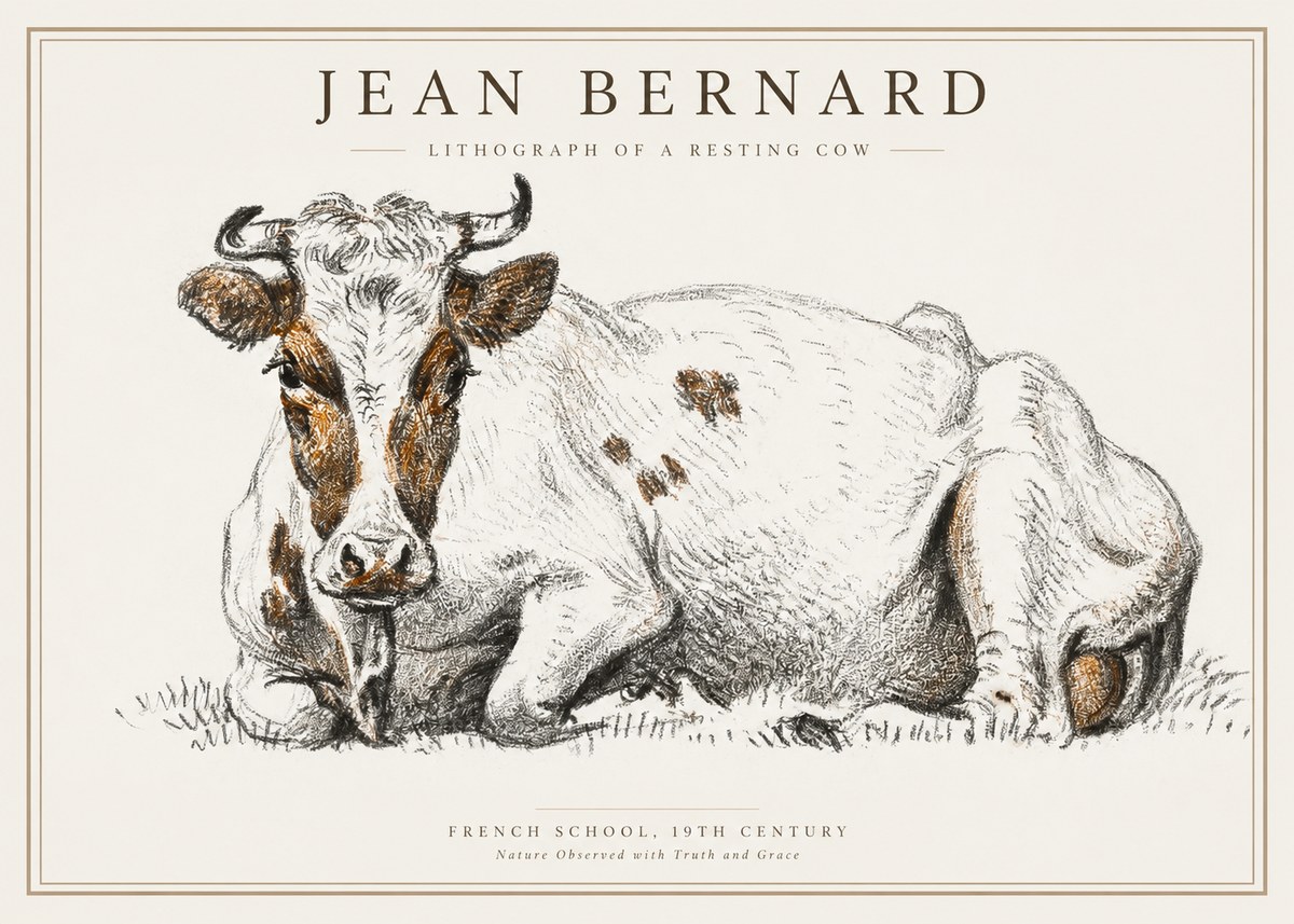 Jean Bernard Study of a Resting Cow III No2 - Póster